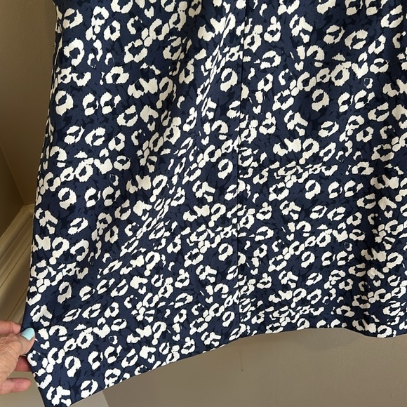 Banana Republic Factory Blue Black White Print Sheath Sleeveless Dress Size 5 - Picture 3 of 7